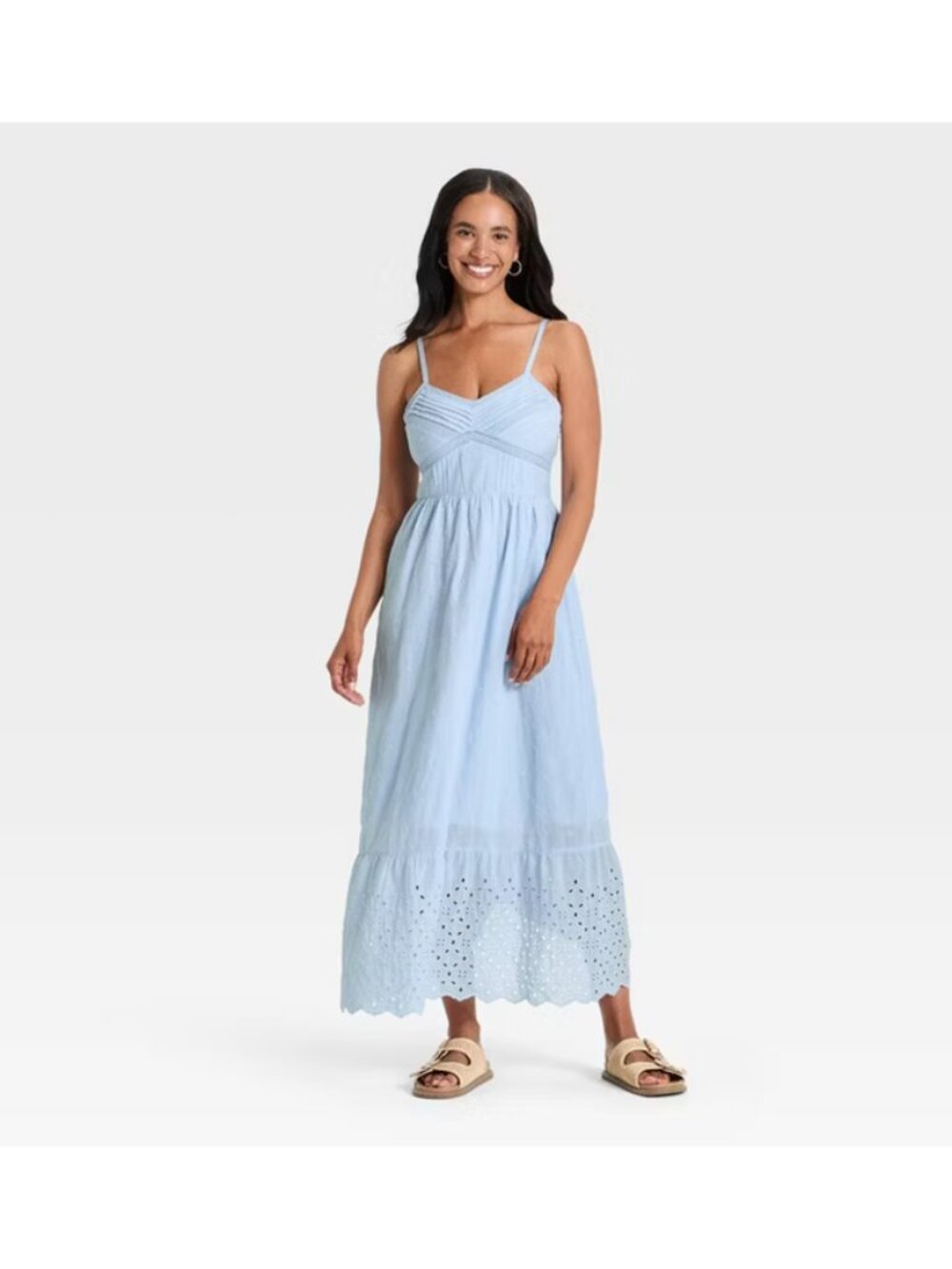Women's Cami Midi Sundress - Universal Thread Light Blue M: Cottagecore